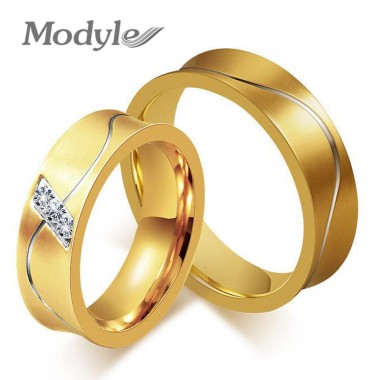 Korea Personalized Jewelry Fashion Jewelry Couple Rings Zircon Ring for Women and Men Titanium Steel Ring