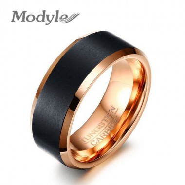 Modyle 2017 New Black Tungsten Rings for Men Jewelry 8MM Tungsten Carbide Men's Ring Wedding Bands