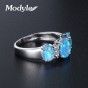 Modyle Brand Design Men Women Blue Fire Opal Ring Gold Color Fashion Jewelry Wedding Rings For Women
