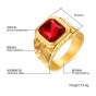 Modyle Men Rings Gold-Color Big Red Stone Rings for Men Jewelry Rock Punk Large Wedding Rings Jewelry