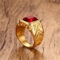Modyle Men Rings Gold-Color Big Red Stone Rings for Men Jewelry Rock Punk Large Wedding Rings Jewelry