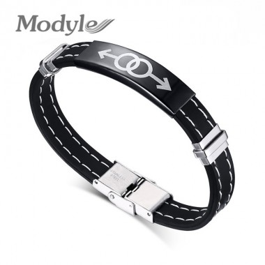 2018 New High Quality Gay Pride Rainbow Men Bangle High Quality Black Gun Plated Stainless Steel Fashion Silicone Men Jewelry