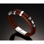 2018 New Fashion Men Bracelets & Bangles Brown Casual Style Wear Sets Men Bracelets Leather Stainless Steel Wristband Bangles