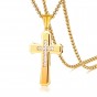 Modyle Punk Big Gold Color Cross Pendant Necklace CZ Stones High Polished Stainless Steel Men Jewelry Wholesale Dropshipping