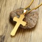 Modyle Punk Big Gold Color Cross Pendant Necklace CZ Stones High Polished Stainless Steel Men Jewelry Wholesale Dropshipping
