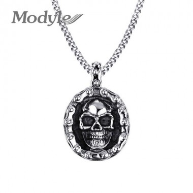 Modyle 2018 New Rock Punk Stainless Steel Male Skull Necklace Men Jewelry Necklaces & Pendants