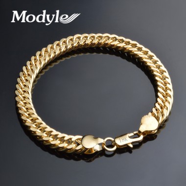 Modyle 2018 New Cool Men Punk 6MM Gold Color Bracelet & Bangle Men Jewelry