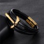 Modyle 2018 Retro Genuine Leather Jewelry Gold Color ax Bracelet for Men with Magnetic Clasp