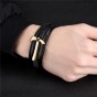 Modyle 2018 Retro Genuine Leather Jewelry Gold Color ax Bracelet for Men with Magnetic Clasp