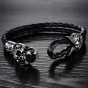 2018 brand new Men vintage jewelry steampunk skull leather bracelet rock hand woven bangle fashion black items wholesale