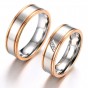 Modyle 2018 Simple Rose Gold-color Edge Wedding Rings Band for Women Men CZ Stones Alliance Couple Anniversary Ring Bijoux