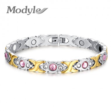 Modyle New Fashion Gold-Color Love Bracelet 316L stainless steel bracelet, magnetic energy with health care stone for men