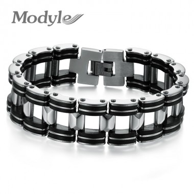 Modyle Hot Sale Accessories Fashion Jewelry Silicone Stainless Steel Personality Men Bracelet male Bangles