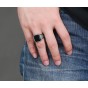 Modyle 2018 New Design Rock Punk Big Black Stone Ring for Man Stainless Steel Engagement Rings Jewelry Free Shipping