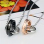 Modyle Micro Inlaid Zircon Lover Necklaces Double Round My Only Love Romantic Women Men Pendant Necklace Charm Accessories