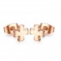2018 New Fashion Cute Cross Stud Earrings Rose Gold-Color Stainless Steel Women Men Earring Jewelry
