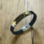 Modyle New Fashion Accessories Gold Color Cross Silicone Bracelets & Bangles Stainless Steel Bracelet Men