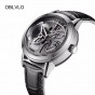 OBLVLO Casual Watches Mens Skeleton Dial Calfskin Leather Band Steel Watches Automatic Watches for Men OBL8238