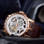 OBLVLO Skeleton Military Watches for Men Analog Display Tourbillon Automatic Watches Brown Leather Strap OBL3603