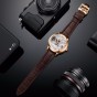 OBLVLO Luxury Casual Watches Rose Gold Tone Genuine Leather Strap Skeleton Automatic Watches for Men OBL8238