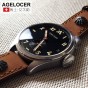 AGELCOER Designer Dress Watch Mens Automatic Mechanical Calendar Role Watches Blue Black Dial Male Leather Simple Wrist Watches