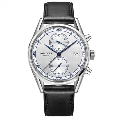 Agelocer Mens Fashion Watches Calfskin Strap Chronograph Sport Watches Sapphire Crystal Quartz Watches 2101A1