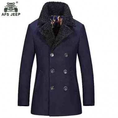 Free shipping New Men's Military Double Breasted Winter Wool blends long Trench Coat Jacket 136hfx