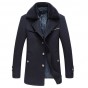 Free shipping 2017 high quality winter mens single button big fur collar wool blends jackets warm fleece coats 238hfx