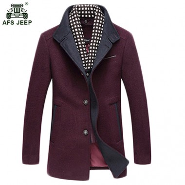 Free shipping Good Quality  2017 Warm New Fashion Men Wool Blends overcoat Design Male Casual Long Coat manteau homme 218hfx