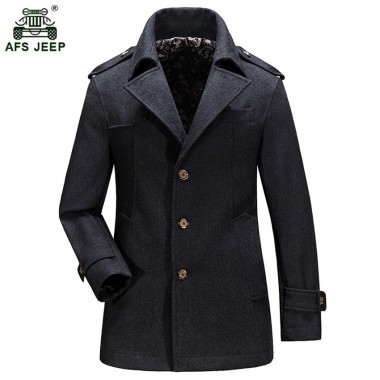 2017 Custom-made Winter Jacket Men Wool Blend Coats Men's Casual Outwear Men Turn Down Collar Autumn Winter Woolen Coat 158wy