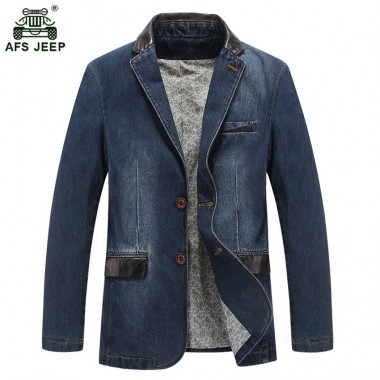 Brand Men Blazer Slim Fit Fashion Casual Denim Jacket Men Cotton Blaser Suit Jeans Jacket High Quality 130wy