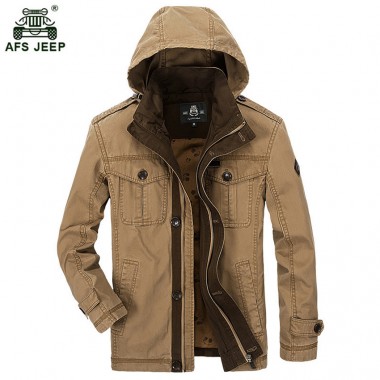 Afs Jeep Mens Spring Jacket 2018 Casual Jacket Men Hooded Collar Loose Multi-pockets homme Hat Detachable Coat 148zr