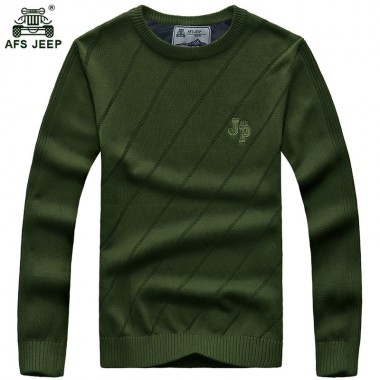 Afs jeep Solid Color Pullover Men O Neck Sweater Men Long Sleeve Shirt Mens Sweaters Wool Casual Dress Brand Knitwear 104zr