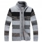 Men's Stripe Sweater Fashion Contrast Color Autumn Winter Cardigan Zipper Sweater Male Knitting Sweater Hombre M-3XL xia70wy