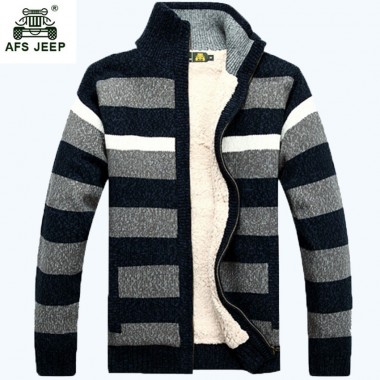 Free Shipping AFS JEEP Fashion Collar Warm Thicken Knitted Men's sweateers Long Sleeved Sweater Men Sweater 125