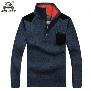 Warm Winter Sweaters Men's Pullover Thick Casual Men's Knitwear Classic Pullovers Men Blending Stand Collar Clothing 48zr