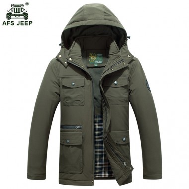 AFS JEEP 2018 brand men's cotton parkas warm coat winter men's thickening fashion comfortable men's cotton-padded jacket 210wy