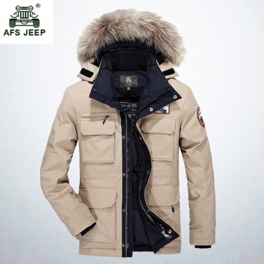 2018 Thicken Warm Winter Duck Down Jacket for Men Fur Collar Parkas Hooded Coat Plus Size Overcoat Western Style 268wy