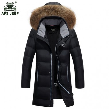 2018 New Fashion Winter Coat Men Warm Down Male Hooded Long Thickening White Duck Down Jacket Outwear Casual Solid Parkas 260wy