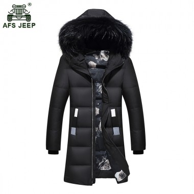 Winter Warm Hooded Men Down Jackets Casual X-Long Duck Down Coats Thicken Outwear Casual Solid Parkas Plus Size M-4XL xia300wy