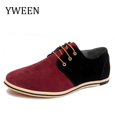 YWEEN Casual Shoes For Men Big Size EUR 50 Lace-Up Style Mixed Colors Fashion Oxford Dress Flat Shoes