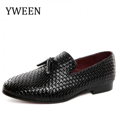 YWEEN Loafers Shoes For Men Luxury Braid Leather Casual Driving Oxfords Shoes With Man Flats Large size
