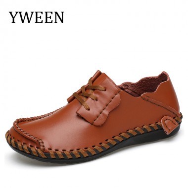 YWEEN Brand Drop Shipping Men's Shoes Lace-up Solid Casual Shoes For Man Handmade Shoes Hot Sale Big Size Flats