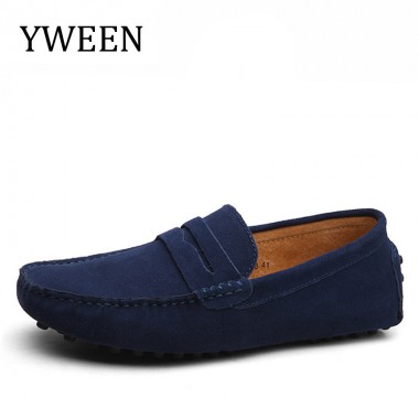 YWEEN Casual Driving Shoes Split Leather Loafers Handmade Men Moccasins Flats big size 38-49