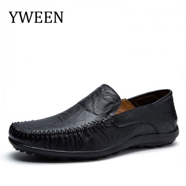 YWEEN Casual Driving Shoes Split Leather Men Shoes 2018 Spring Men Loafers Luxury Flats Shoes size 37-47