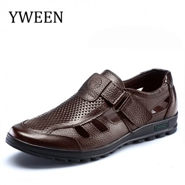 YWEEN Brand Drop Shipping mens sandals genuine leather sandals outdoor casual men leather sandals for men Men Beach shoes
