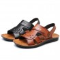 YWEEN Brand Men Sandals Split Leather Men Beach Sandals Men Casual Shoes Flip Flops Size 38-47