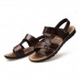 YWEEN Brand Summer Men Sandals Split Leather Men Beach Sandals Men Casual Shoes Flip Flops
