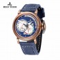 Reef Tiger/RT Men's Pilot Watches with Date Leather Strap Rose Gold Blue Dial Watch Automatic Watches Military Watch RGA3019