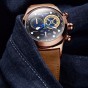 Reef Tiger/RT Men's Sport Watches Chronograph Date Luminous Skeleton Quartz Rose Gold Watches RGA782